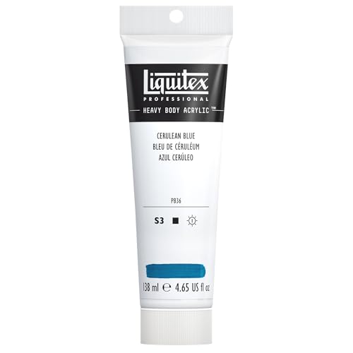 Liquitex Professional Heavy Body Acrylic Paint, 4.65-oz (138ml) Tube, Cerulean Blue - color: Cerulean Blue, style: 4.65-oz Tube