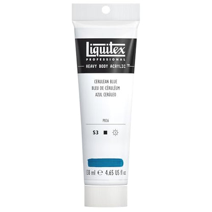 Liquitex Professional Heavy Body Acrylic Paint, 4.65-oz (138ml) Tube, Cerulean Blue - color: Cerulean Blue, style: 4.65-oz Tube