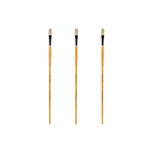 Creative Mark Mimik Hog Professional Synthetic Hog Bristle Paint Brush - Versatile Alternative to Natural Hog Hair Paint Brushes for Oil Painting, Acrylics, Inks, Dyes, Gauce & Watercolors - size: Filbert # 4