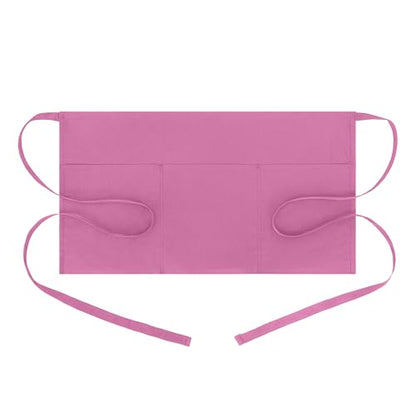BOHARERS Pink Waitress Apron for Women with 3 Pockets - Durable Server Aprons for Restaurant Waterproof Oilproof - color: G-1 Pack Pink