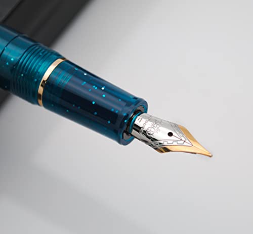 JINHAO 82 Fountain Pen with Gold Clip (F Nib 0.5mm, Transparent Fluorescent Dark Ocean Blue) - color: Transparent Fluorescent Dark Ocean Blue