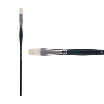 Creative Mark Imperial Professional Chungking Hog Bristle Brush - Flat # 8, Handmade Long Handle Oil Paint Brushes for Artists, Nickel-Plated Brass Ferrules, Stiff Yet Soft Natural Bristles - size: #8