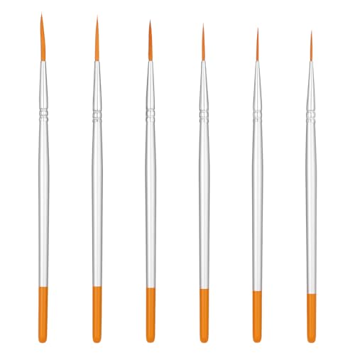 6 PCS Rigger Brush Watercolor, Extra Long Fine Tip Paint Brush, Highly Flexible Pinstriping Brushes for Outlining Watercolor Oil Gouache