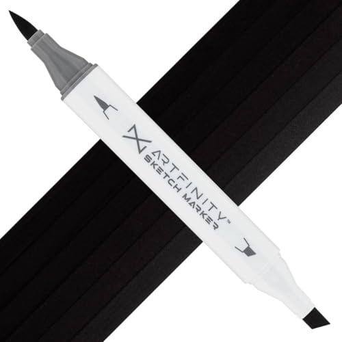Artfinity Sketch Markers - Black 100, Vibrant, Professional, Dye-Based Alcohol Markers for Artists, Drawing, Travel, & More - color: Black 100, size: 1 Count (Pack of 1)