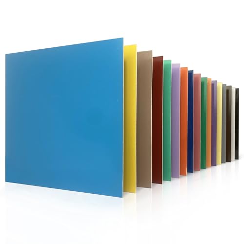 Maker Boards Colors Line of Double Sided Painted 1/8" Basswood Plywood Sheets, 12x12 inches, 1/16th and 1/8th Thickness, 17 Colors Available, Laser Safe, Diode Laser Compatible. - color: Variety | 17 Sheets, size: 1/8