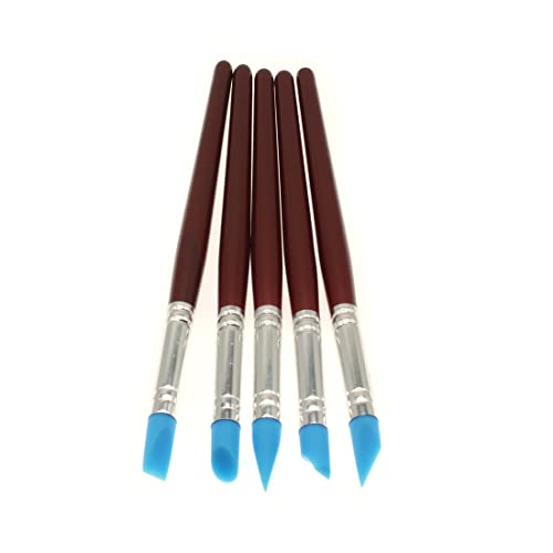 HAJXZH Set of Silicone Shapers Tools 5PCS Rubber Tip Silicon Brushes Silicone Brush Pottery Tool Used for Painting Smearing Clay Modeling Carving Pottery Mud Remove Fingerprints
