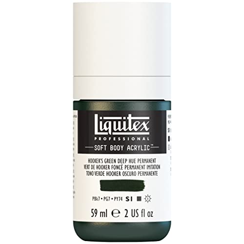 Liquitex Professional Soft Body Acrylic Paint, 59ml (2-oz) Bottle, Hooker's Green Deep Hue Permanent - color: Hooker's Green Deep Hue Permanent, style: 2-oz Bottle