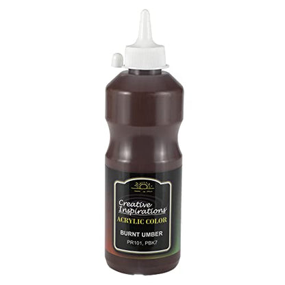 Creative Inspirations Acrylic Paint - Burnt Umber - 500mL - 2 Pack - Smooth & Creamy Consistency, Vibrant Pigmentation, Great Coverage for Artists - Clean Up with Soap & Water - color: Burnt Umber, size: 16.91 Fl Oz (Pack of 2)
