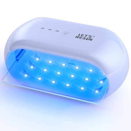 LET'S RESIN UV Curing Light, Double-Sided 365nm UV Lamp for Resin Crafts, Jewelry Making & DIY Kits, 36 LED Beads UV Resin Curing Machine with 2/3/5 Min Timer for Molds & Craft Workstation - color: Light Blue