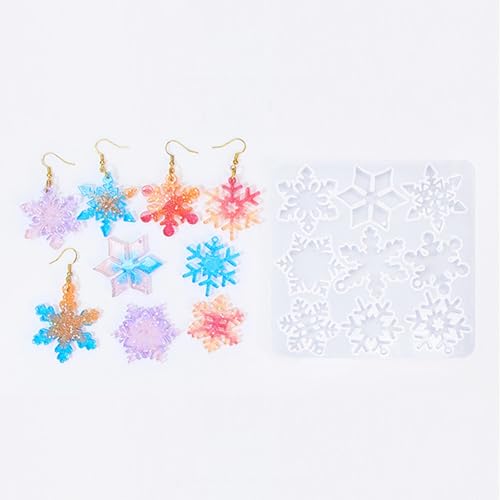 1PC Snowflake Pendant Silicone Molds Christmas Resin Epoxy Casting Molds for Earring Necklace Keychain Charms Pendants Jewelry Making DIY Gem Cabochon Craft Supplies White 115x113x4.5mm - color: White-22