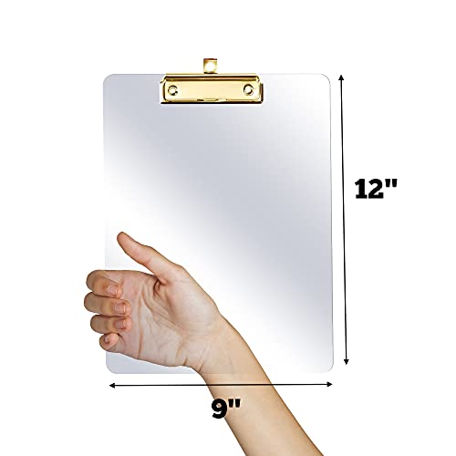 PERFORMORE 6 Pack of Plastic Clipboards, 12” x 9” Clear Acrylic Clipboards with Gold Clip, Durable Stylish Clipboard with Low Profile Clip, Perfect for Home School Classroom Office Events Seminars - style: 6 Pack GOLD