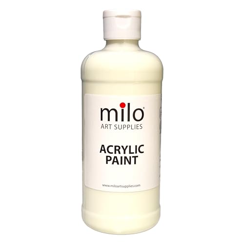 milo Glow in the Dark Acrylic Paint | Clear Phosphorescent Green Glow | 16 oz Bottle | Easy Light Glow Activated | Made in the USA | Non-Toxic | Glows UV in Black Light | Paint in the Dark - style: Glow in the Dark 16 oz