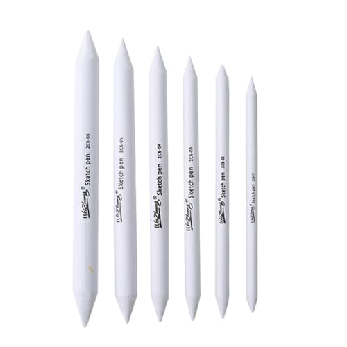 Paper Blending Stumps and Tortillions Set, Soft Rice Paper Art Blenders for Sketch Drawing, Mixing Tools for Artists and Hobbyists - color: 6 white