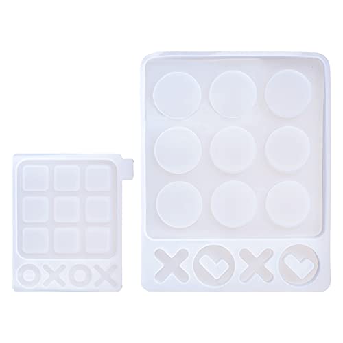 Craftdady 2pcs Tic Tac Toe Silicone Mold XO Board Game Resin Casting Mold for DIY Crafts Home Table Decor Adults Family Table Game - color: Transpaent XO Board