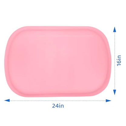 Silicone Art Mats for Kids 24” x 16”, Silicone Craft Mats with Raised Edges, Paint Mats for DIY, Paint, Crafts, Clay, Jewelry-Making (Pink) - color: Pink