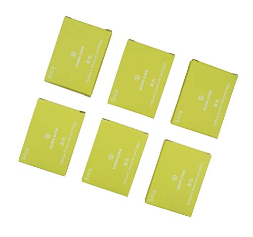 Asvine Hongdian Fountain Pen Yellow Ink Cartridges, Set of 30 Refill Ink Cartridges, 3.4 mm Bore Diameter - color: Yellow