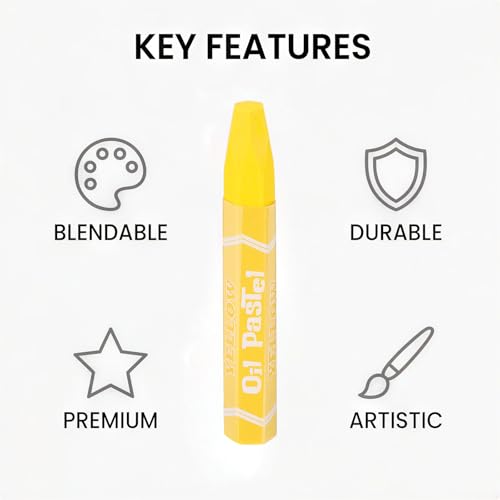 YOKIVE 24Pcs Soft Oil Pastels, Bright Colors Creamy Pastels Stick, Great for Artists Beginners Coloring Sketching (Yellow, 2.87x0.43 Inch) - color: Yellow
