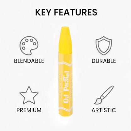 YOKIVE 24Pcs Soft Oil Pastels, Bright Colors Creamy Pastels Stick, Great for Artists Beginners Coloring Sketching (Yellow, 2.87x0.43 Inch) - color: Yellow