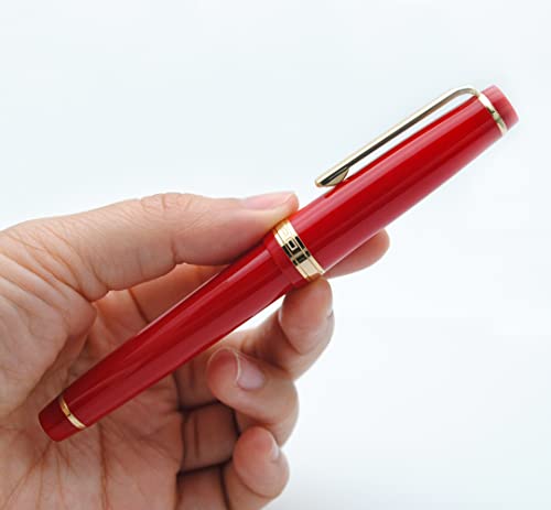 JINHAO 82 Fountain Pen with Gold Clip (F Nib 0.5mm, Red) - color: Red