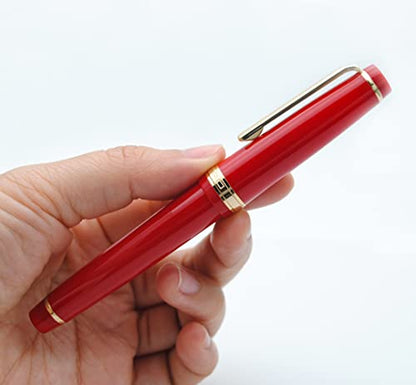JINHAO 82 Fountain Pen with Gold Clip (F Nib 0.5mm, Red) - color: Red