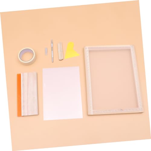 Uonlytech 1Set Silk Screen Printing Complete DIY Kit with Frame Squeegee Scraper Inkjet Transparency Film and Mask Tape for Craft Projects and Pattern Transfer