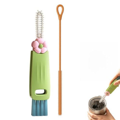 3 in 1 Cup Lid Cleaning Brush, 2026 New Multifunctional Bottle Brush Cleaner, Bottle and Straw Brush Cleaning Set, Crevice Cleaning Brush Tools for Gap Tight Spaces, Home Kitchen Gadgets (2PC A) - color: 2pc a