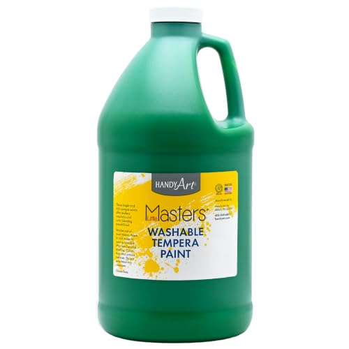 Handy Art Little Masters Washable Tempera Paint, Green, Half Gallon 64 oz | Bright & Mixable, High Opacity, Washable Colors for Classroom, Students, Kids, Young Artists, Safe & Non-Toxic, Made in USA - color: Green, size: 64 Fl Oz (Pack of 1)