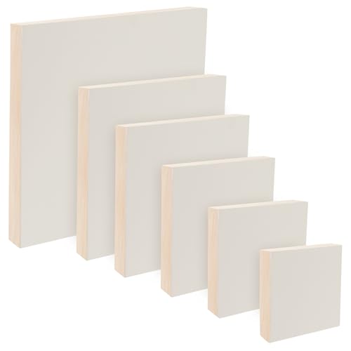 Da Vinci Pro Ultra Smooth Wood Canvas Gesso Board - 3/4" Deep, Bundle of 6 Square White Acrylic Polymer Gesso Panels for Painting Fine Portraits and Ultra Fine Detail Illustrations and Artwork - size: Squares Assortment