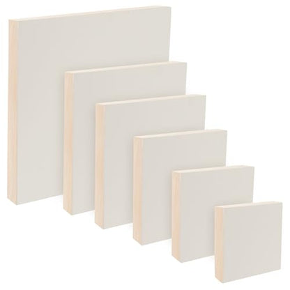 Da Vinci Pro Ultra Smooth Wood Canvas Gesso Board - 3/4" Deep, Bundle of 6 Square White Acrylic Polymer Gesso Panels for Painting Fine Portraits and Ultra Fine Detail Illustrations and Artwork - size: Squares Assortment