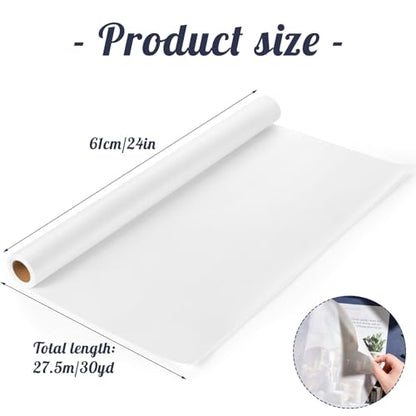 Tracing Paper Roll 24in x 30yd, White Trace Paper Pattern Paper Translucent Tracing Paper for Sewing, Drawing, Sketching, Gift Wrapping | 26gsm translucent paper, tear-resistant, smooth surface, cut-to-size roll for sewing, sketching, crafts, and gift wra