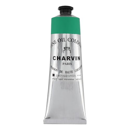 Charvin Extra Fine Oil Paint 150 mL Tube Emerald Green – Professional Artist Oil Color, Archival Quality, Smooth Finish, Nature-Inspired Tone - color: Emerald Green