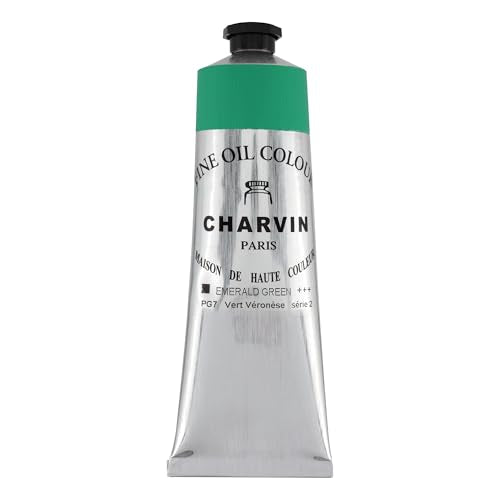 Charvin Extra Fine Oil Paint 150 mL Tube Emerald Green – Professional Artist Oil Color, Archival Quality, Smooth Finish, Nature-Inspired Tone - color: Emerald Green