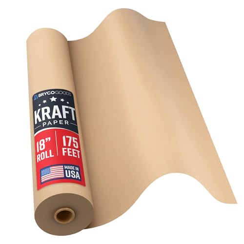 Bryco Goods Jumbo Kraft Paper Roll - Brown - 18" x 2100" (175') - USA Made - Suitable for Packing - Moving - Shipping - Crafts - Wall Art - Bulletin Boards - Floor Covering - Table Runner - color: Brown, size: 18" x 175'