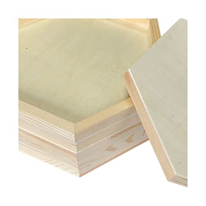 Unfinished Wooden Panels for Painting, Blank Wood Hexagon Framed Boards for Crafting Art Pouring (10x11.6 in, 6 Pack)