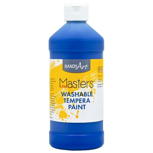Handy Art Little Masters Washable Tempera Paint, Blue, 16 oz Bottle | Bright & Mixable, High Opacity, Washable Colors for Classroom, Students, Kids, Young Artists, Safe & Non-Toxic, Made in USA - color: Blue, size: 16 Fl Oz (Pack of 1)