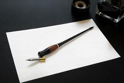 Wood Calligraphy Oblique Dip Pen Holder Set, Removable Nib Pen Handle with 5 Nibs for English Calligraphy Drawing Comic, Black - color: Black