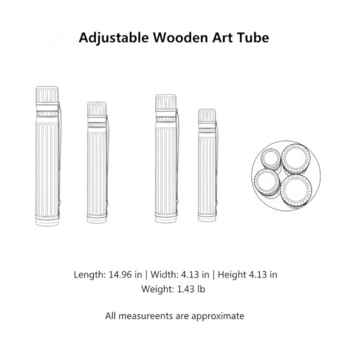 Adjustable Wooden Art Tube, Telescoping Poster and Blueprint Storage Case, Rigid Black Cylinder for Rolled Documents (1 PC) - size: 14.96 x 4.13 x 4.13 in