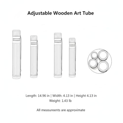 Adjustable Wooden Art Tube, Telescoping Poster and Blueprint Storage Case, Rigid Black Cylinder for Rolled Documents (1 PC) - size: 14.96 x 4.13 x 4.13 in