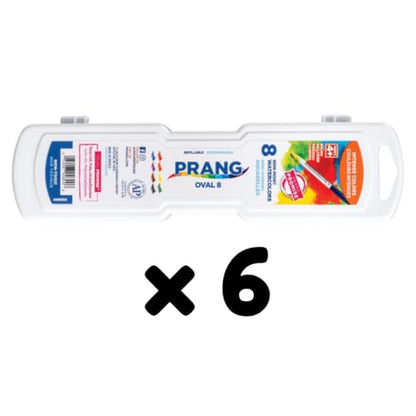 Prang Semi-Moist Watercolors 8-Color Refillable Oval Pan Set with Size 6 Paintbrush, Pack of 6 - style: 8 Count (Pack of 6)