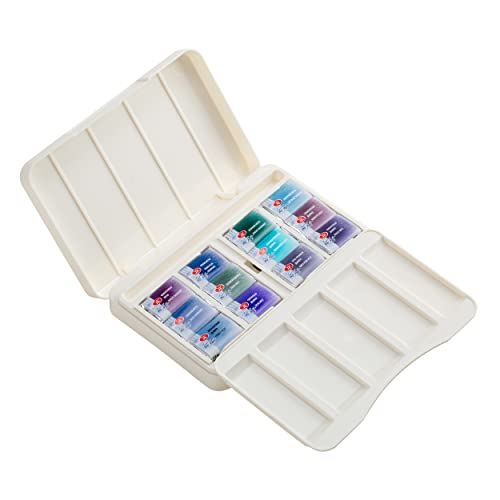 White Nights Granulating Watercolor Set 12 Full Pans of Professional Artist Grade Paints Vibrant Lightfast Colors Portable Durable Box by Nevskaya Palitra