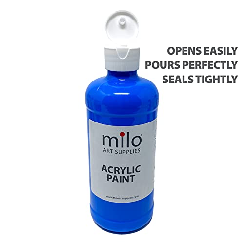milo Acrylic Paint Set of 12 Colors | 16 oz Bottles | Student Primary Colors Acrylics Painting Pack | Made in the USA | Non-Toxic Arts & Crafts Paints for Artists & Hobby Painters - style: Primary Set 12 x 16 oz