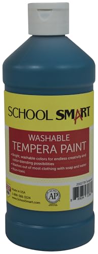 School Smart Washable Tempera Paint, Turquoise, 1 Pint Bottle - color: Turquoise