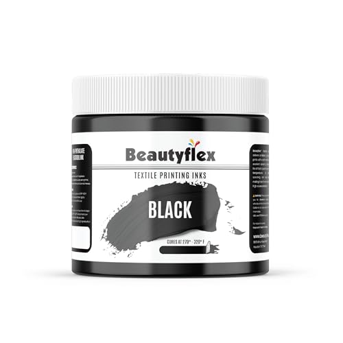BEAUTYFLEX® Screen Printing Ink BLACK Plastisol Ink for screen printing - Fast Curing Painting for Cotton, Polyester and Other Fabrics, Fabric Paint for screen printing kit (32 fl oz, Quart) - color: Black, size: 32 Fl Oz (Pack of 1)