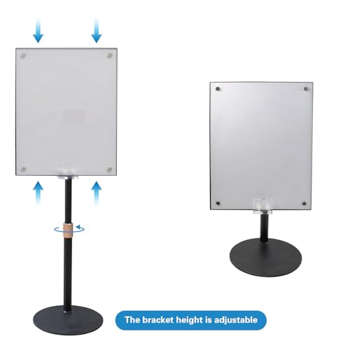 Adjustable Tabletop Easel Stand with A4 (8.26 x 11.7 Inch) Acrylic Magnetic Picture Frame, Black Aluminum Alloy Sign Stand, Art Poster Easel for Photo, Painting, Advertisement