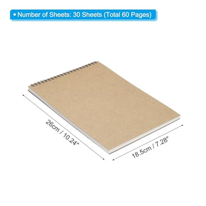 PATIKIL 10 x 7" Top Spiral Bound Sketch Book, 1 Pcs 30 Sheet 60 Pages 160GSM Retro Spiral Sketchbook Notebook for Artist Drawing Painting Writing - size: 10 x 7"