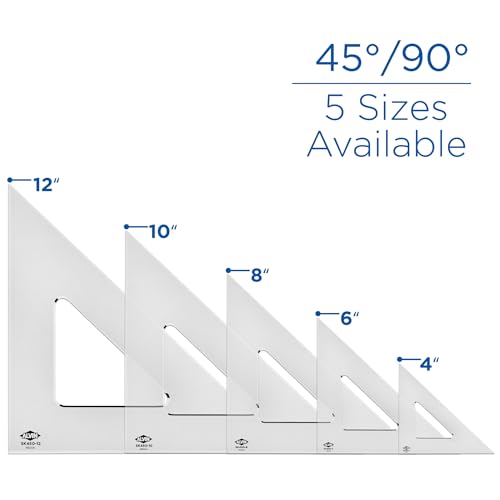 ALVIN - Smoke-Tint Acrylic Triangle Ruler, Multipurpose Tool for Drafting, Design, and Architecture, Great for Machining and Woodworking (4" 45/90 Degree) - size: 4", style: 45/90 Degree