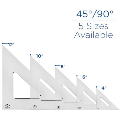 ALVIN - Smoke-Tint Acrylic Triangle Ruler, Multipurpose Tool for Drafting, Design, and Architecture, Great for Machining and Woodworking (4" 45/90 Degree) - size: 4", style: 45/90 Degree
