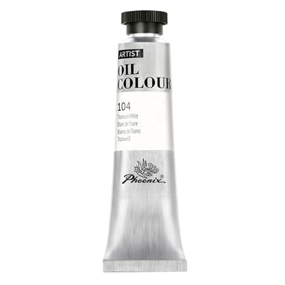PHOENIX Titanium White Oil Paint - 40ml / 1.35 Fl oz. Single Tube - Artist Quality Oil Based Paint for Professionals - color: Titanium White