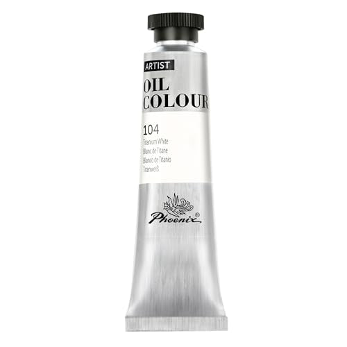 PHOENIX Titanium White Oil Paint - 40ml / 1.35 Fl oz. Single Tube - Artist Quality Oil Based Paint for Professionals - color: Titanium White