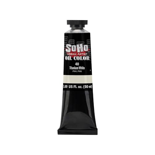 Soho Urban Artist Oil Paint - Titanium White, 50 ml Tube - Best Valued Oil Colors for Painting, Excellent Pigment Load - color: Titanium White, size: 1.69 Fl Oz (Pack of 1)